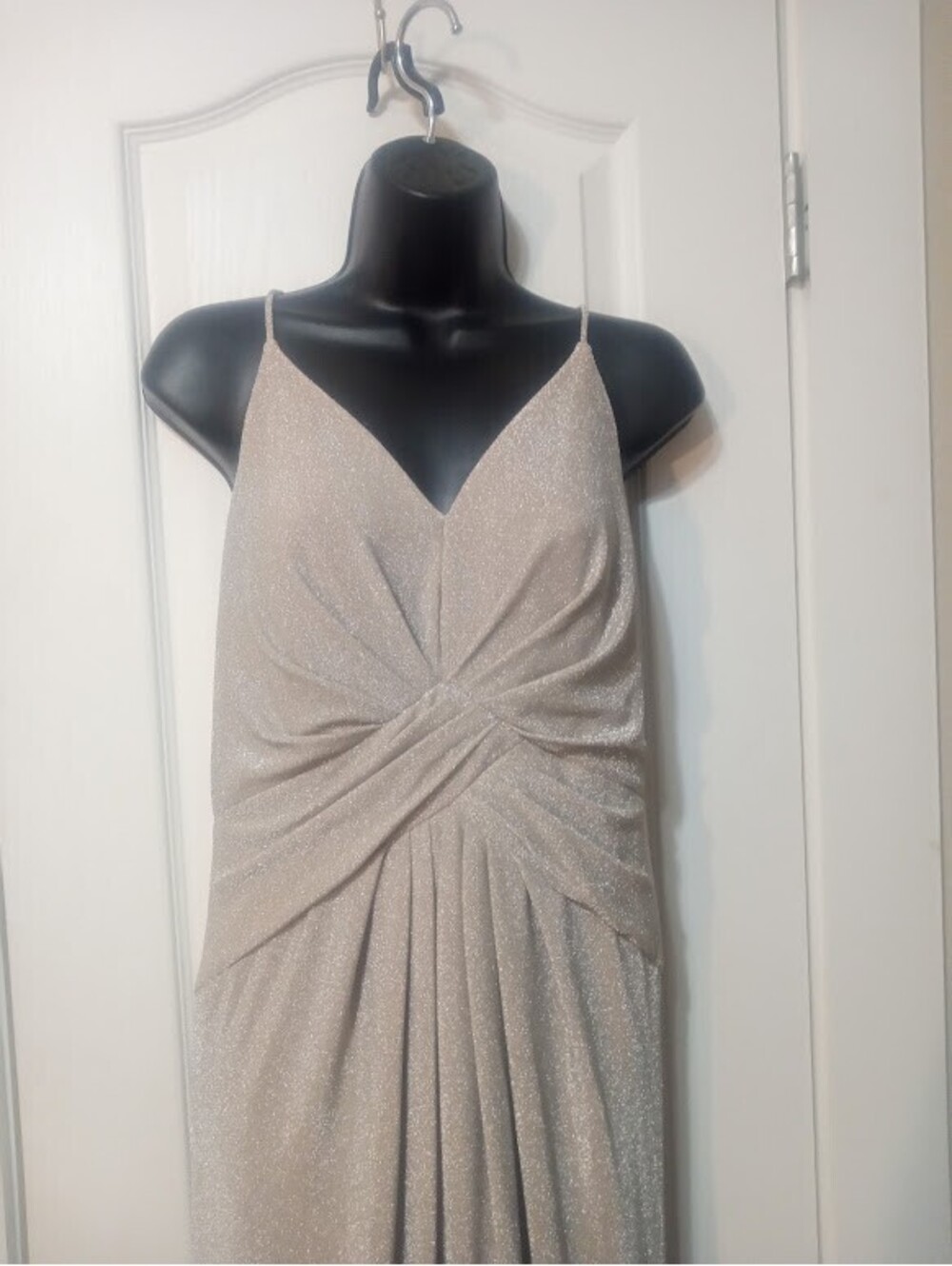 Metallic Silver Evening Gown — Adrianna Papell, Size 12
